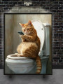 Постер на холсте &amp;quot;Туалетный кот и смартфон&amp;quot;
