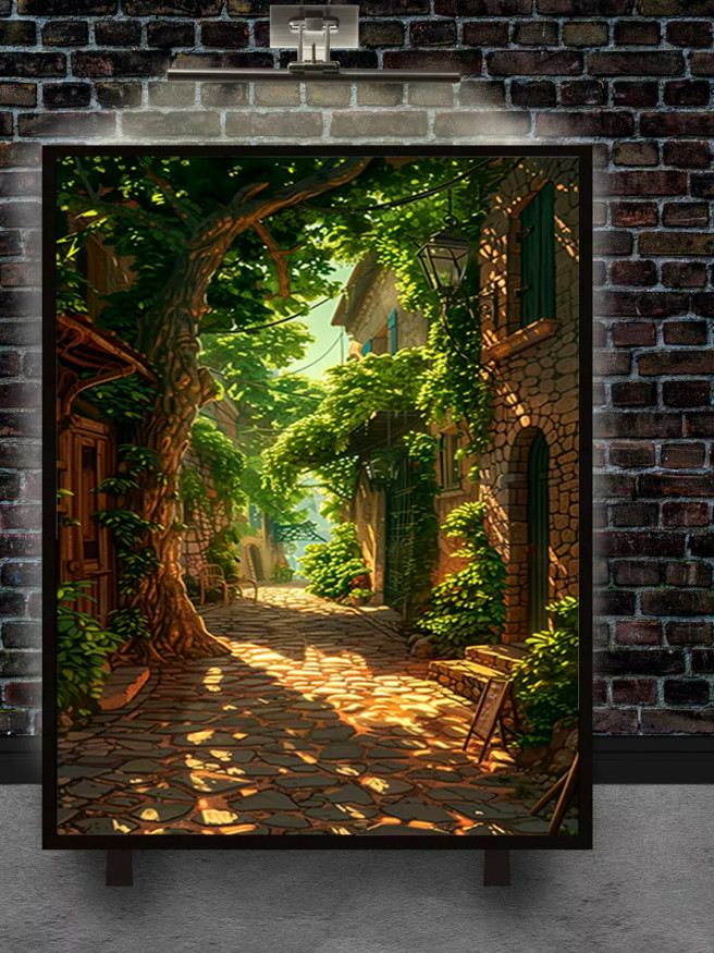 Постер на холсте &amp;quot;Солнечный переулок в зелени&amp;quot;