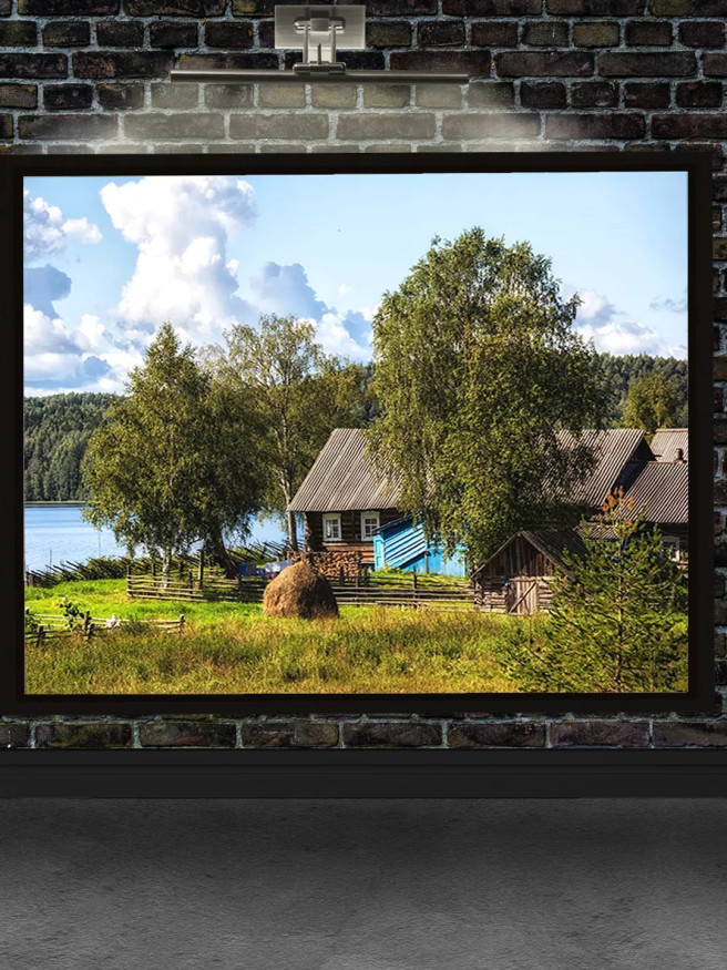 Постер на холсте &amp;quot;Деревенский двор у озера&amp;quot;