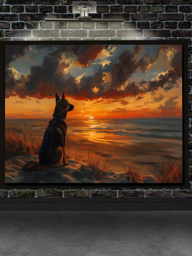 Постер на холсте &amp;quot;Пёс на закате&amp;quot;