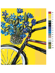 Raqamlar bo'yicha rasm "Gullar bilan velosiped"