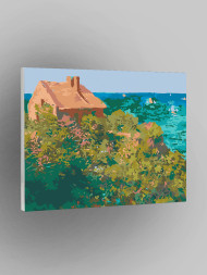 Raqamlar bo&#039;yicha rasm &quot;Dengiz oldidagi uyni peyzaji&quot;