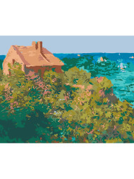 Raqamlar bo&#039;yicha rasm &quot;Dengiz oldidagi uyni peyzaji&quot;