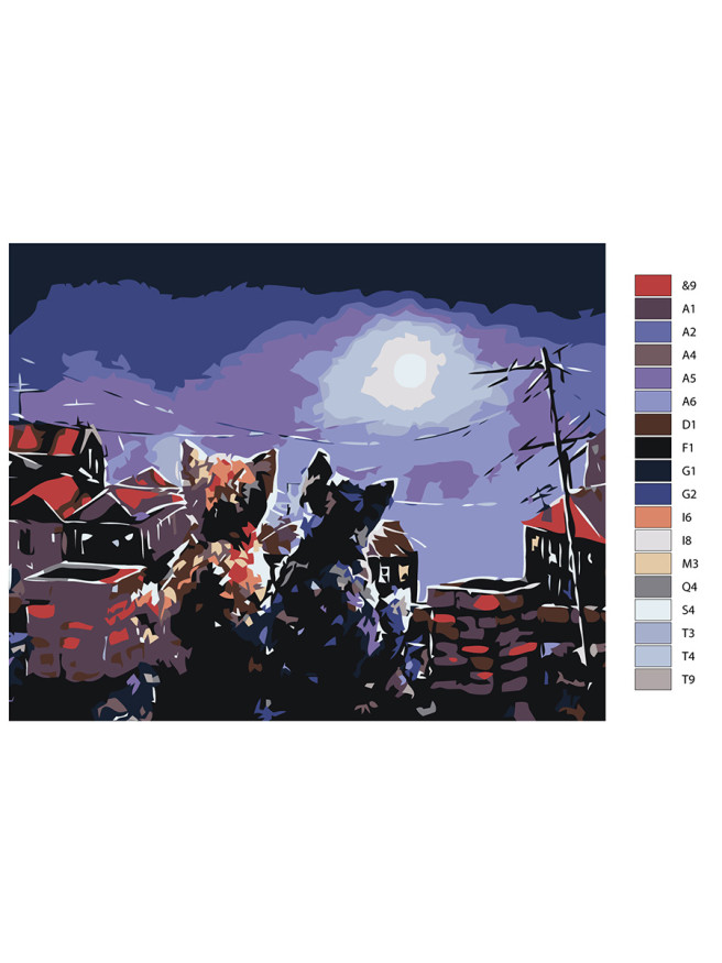 Картина по номерам &amp;quot;Пара котиков&amp;quot;