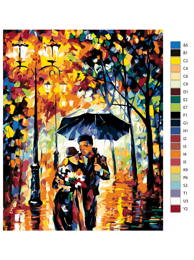 Картина по номерам &amp;quot;Пара под зонтом&amp;quot;