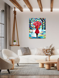 Картина по номерам &amp;quot;Девушка с красным зонтом&amp;quot;