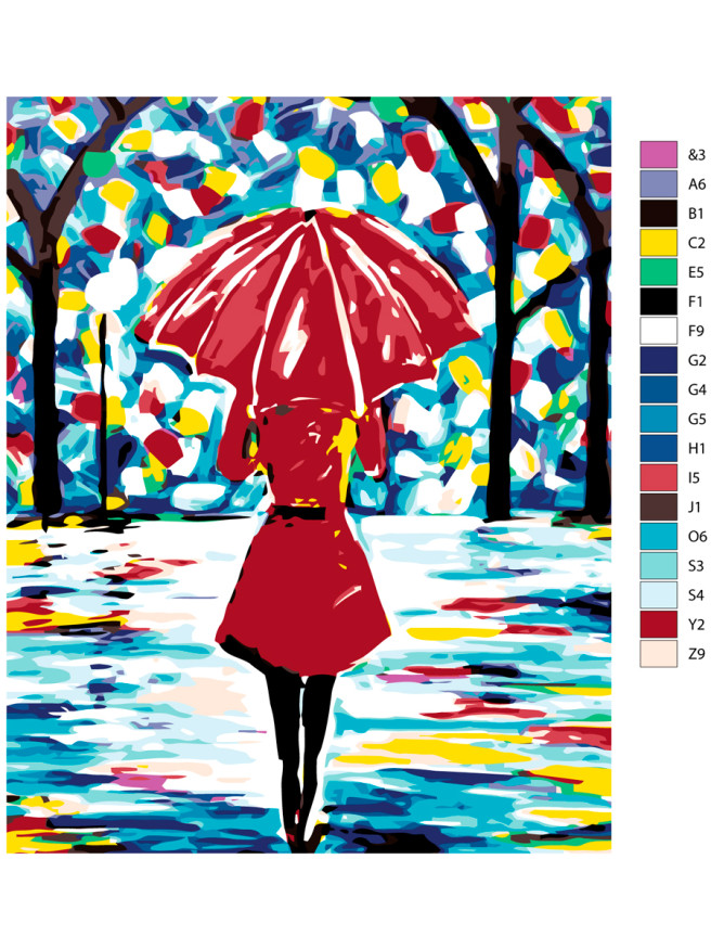 Картина по номерам &amp;quot;Девушка с красным зонтом&amp;quot;