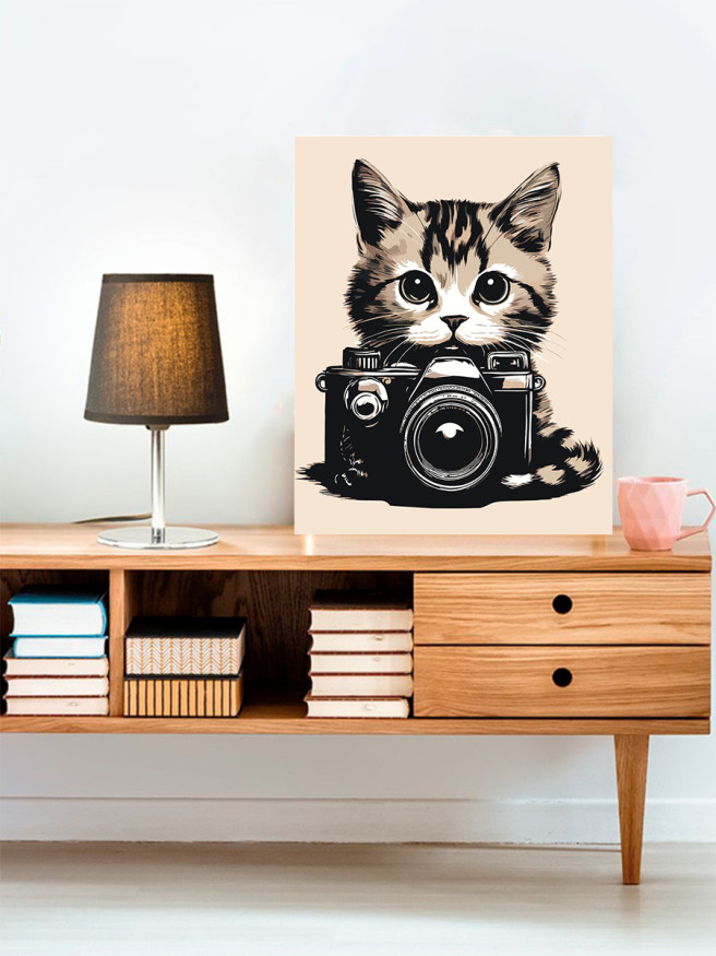 Картина по номерам &amp;quot;Котик с камерой&amp;quot;