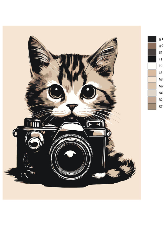 Картина по номерам &amp;quot;Котик с камерой&amp;quot;