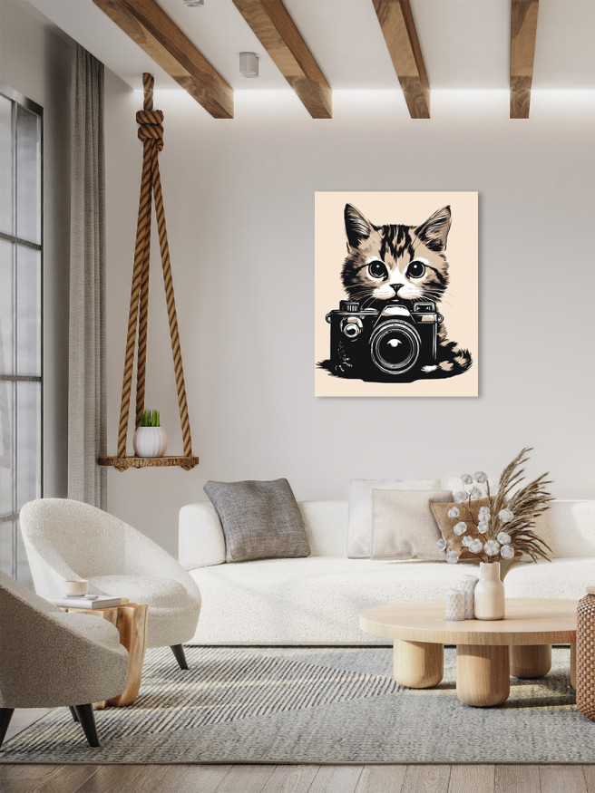 Картина по номерам &amp;quot;Котик с камерой&amp;quot;