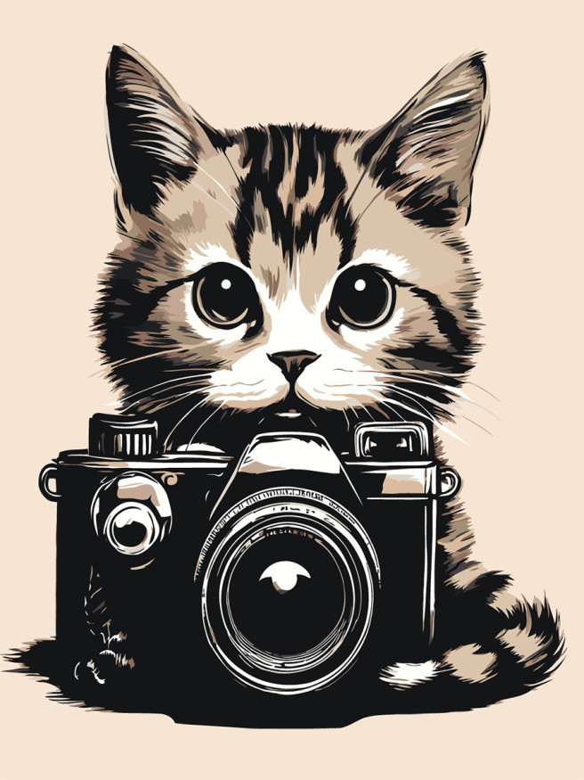 Картина по номерам &amp;quot;Котик с камерой&amp;quot;