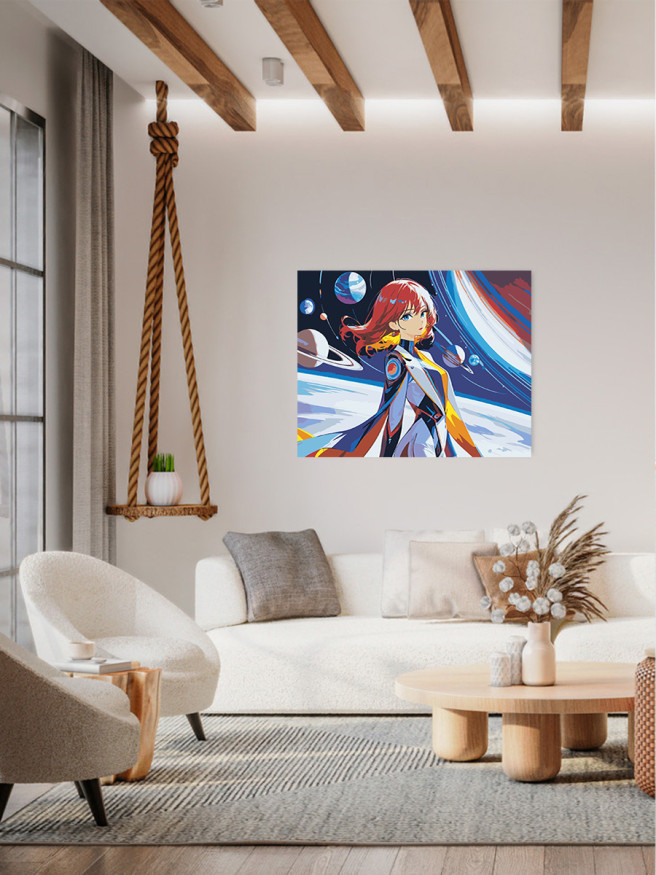 Картина по номерам &amp;quot;Красноволосая девушка и планеты&amp;quot;