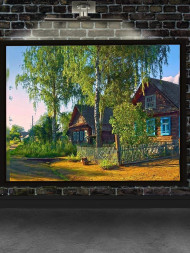 Holstga bosilgan poster &quot;Qishloqda quyoshli tong&quot;