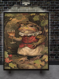 Постер на холсте &amp;quot;Лягушка в вине и кружевах&amp;quot;