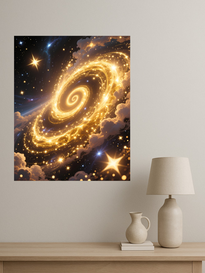 Holstga bosilgan poster &amp;quot;Oltin galaktika&amp;quot;