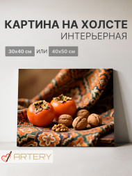 Holstga bosilgan poster &quot;Naqshli matodagi xurmo va yong‘oq&quot;