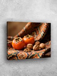 Holstga bosilgan poster &quot;Naqshli matodagi xurmo va yong‘oq&quot;