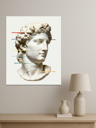 Holstga bosilgan poster "Rangli chiziqlar bilan antik Dovud byusti"