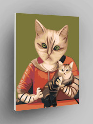 Картина по номерам &amp;quot;Кошка-мать с котёнком&amp;quot;
