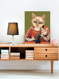 Картина по номерам &amp;quot;Кошка-мать с котёнком&amp;quot;