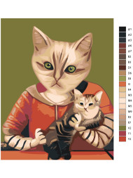 Картина по номерам &amp;quot;Кошка-мать с котёнком&amp;quot;