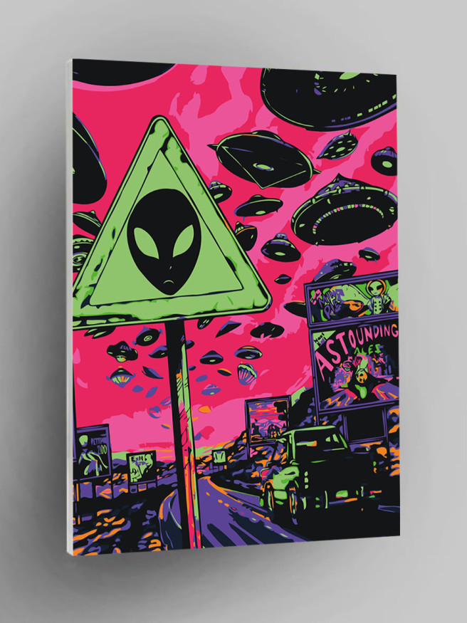 Флуоресцентная картина по номерам &amp;quot;Великое нашествие инопланетян&amp;quot;