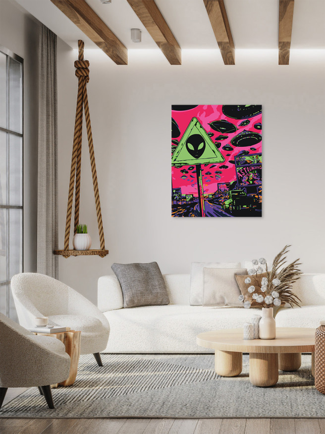 Флуоресцентная картина по номерам &amp;quot;Великое нашествие инопланетян&amp;quot;