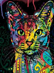 Raqamlar bo'yicha rasm "Rangbarang mushukcha"