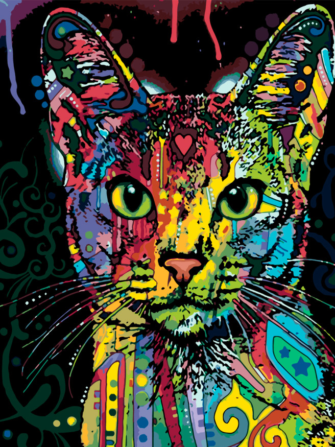 Картина по номерам &amp;quot;Разноцветный котик&amp;quot;