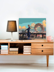 Картина по номерам &amp;quot;Девушка на велосипеде&amp;quot;