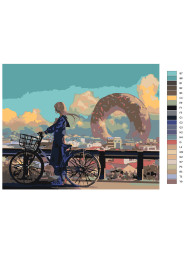 Картина по номерам &amp;quot;Девушка на велосипеде&amp;quot;