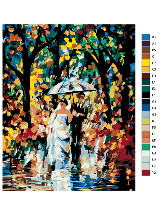 Картина по номерам &amp;quot;Молодожёны под зонтом&amp;quot;