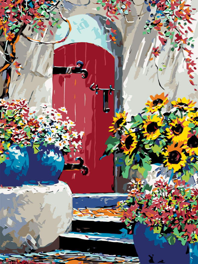 Картина по номерам &amp;quot;Красная дверь&amp;quot;