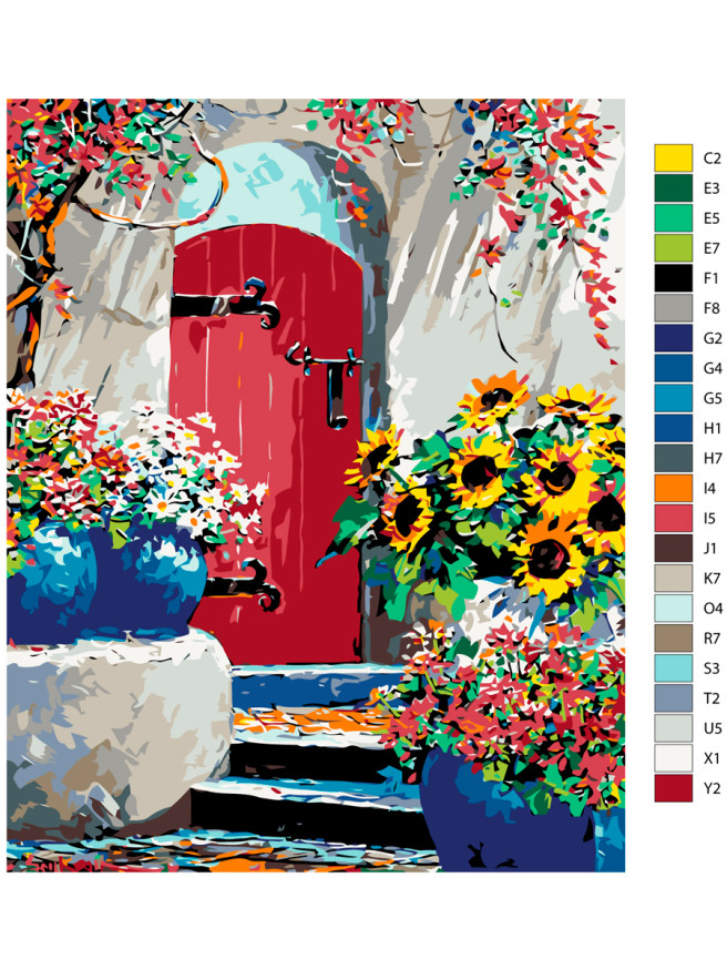 Картина по номерам &amp;quot;Красная дверь&amp;quot;