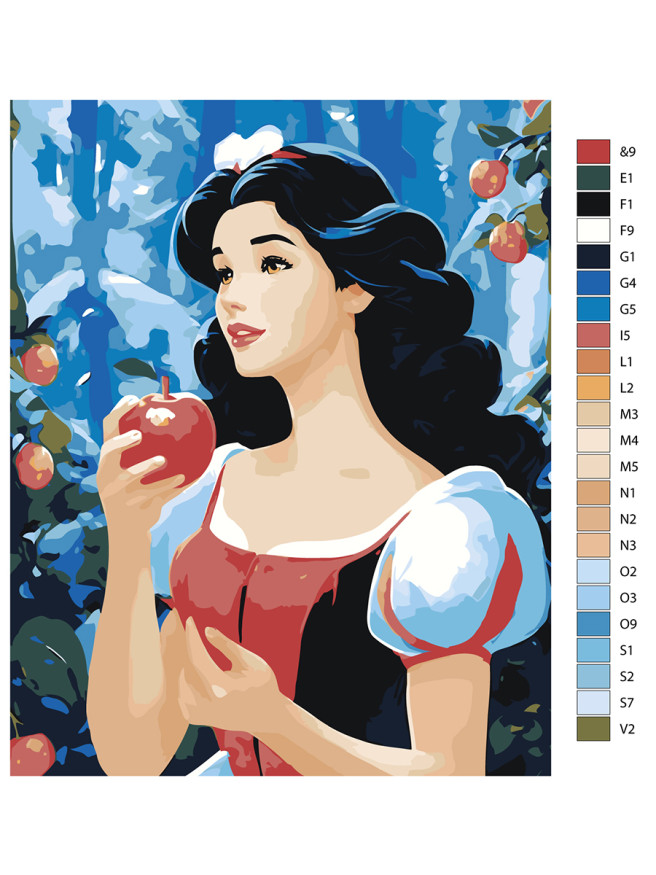 Картина по номерам &amp;quot;Брюнетка с яблоком&amp;quot;