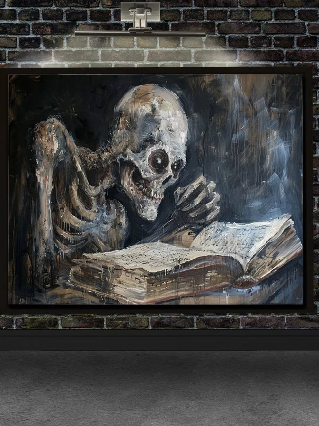 Постер на холсте &amp;quot;Скелет с книгой&amp;quot;