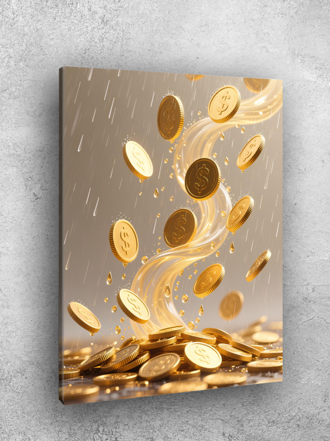 Постер на холсте &amp;quot;Дождь из золотых монет&amp;quot;
