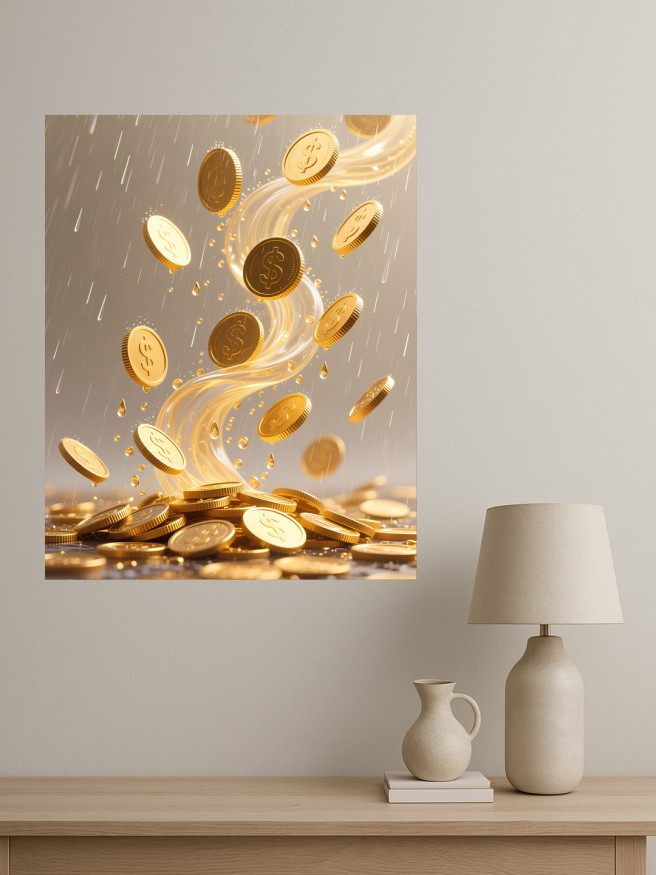 Постер на холсте &amp;quot;Дождь из золотых монет&amp;quot;