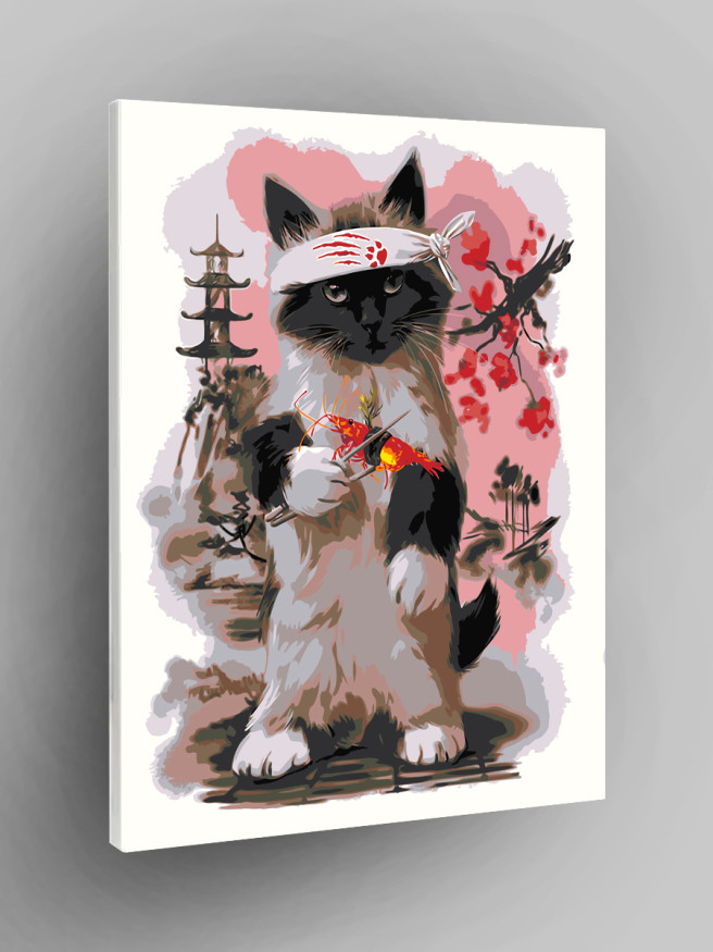 Картина по номерам &amp;quot;Котенок в Японии&amp;quot;