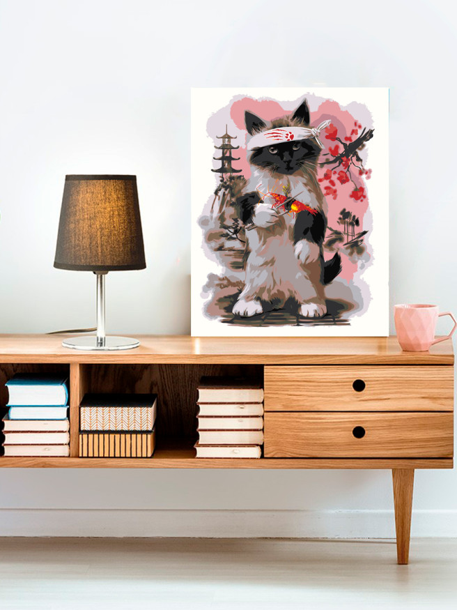 Картина по номерам &amp;quot;Котенок в Японии&amp;quot;