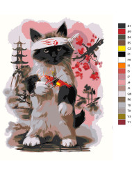 Raqamlar bo&#039;yicha rasm &quot;Mushukcha Yaponiyada&quot;