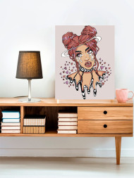 Картина по номерам &amp;quot;Девушка с сердечками&amp;quot;