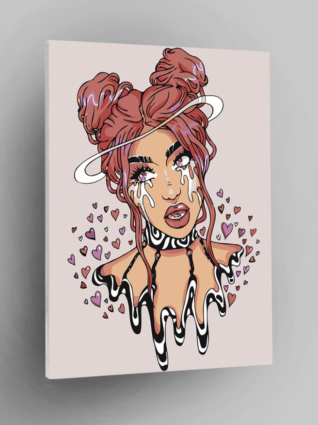 Картина по номерам &amp;quot;Девушка с сердечками&amp;quot;