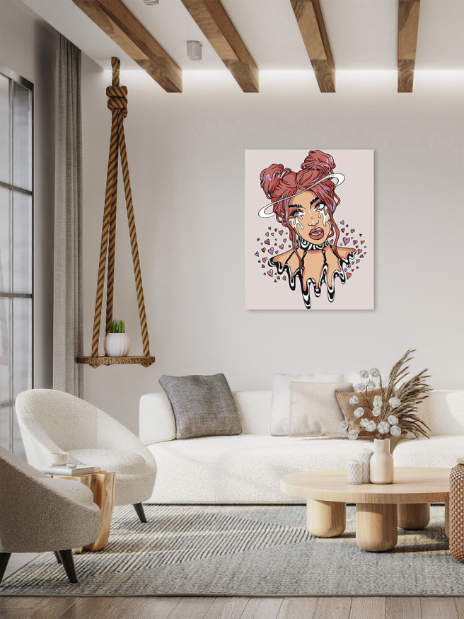 Картина по номерам &amp;quot;Девушка с сердечками&amp;quot;
