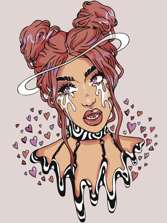 Картина по номерам &amp;quot;Девушка с сердечками&amp;quot;