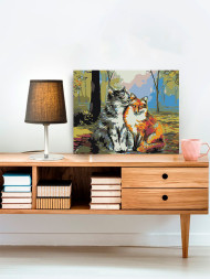 Картина по номерам "Пара лиса с котом"