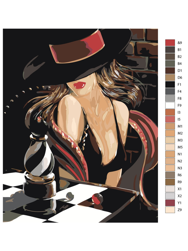 Raqamlar bo&amp;#039;yicha rasm &amp;quot;Shlyapa kiygan qiz&amp;quot;