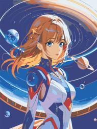 Картина по номерам &amp;quot;Голубоглазая девушка и планеты&amp;quot;