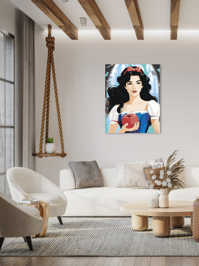 Картина по номерам &amp;quot;Симпатичная брюнетка с яблоком&amp;quot;