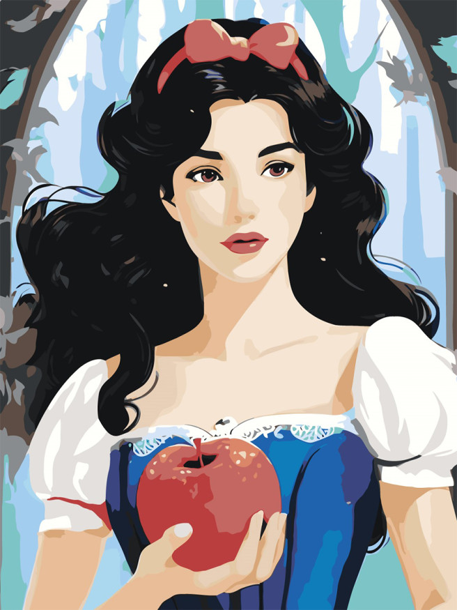 Картина по номерам &amp;quot;Симпатичная брюнетка с яблоком&amp;quot;